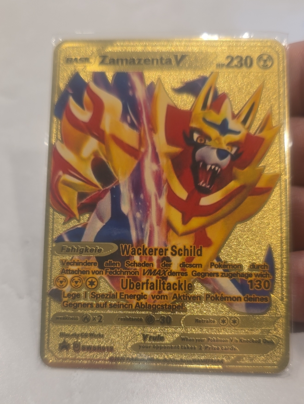 Zamazenta V Gold Foil Collectible Card - Gold